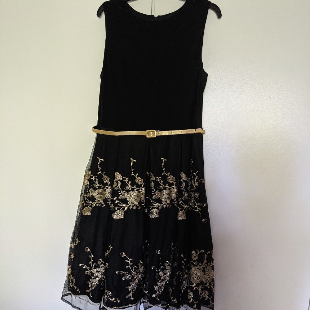 Black Dress with Gold Embroidery